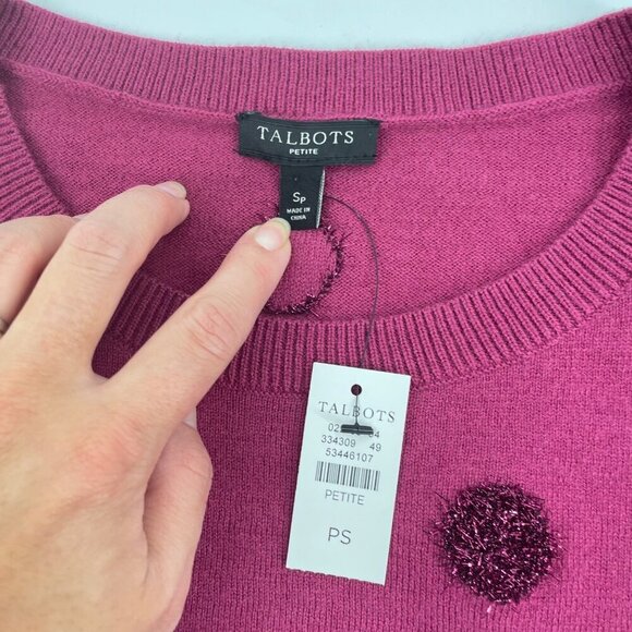 NWT Talbots Tinsel Dot Sweater Womens Size Small Peite Plum Delight Wool Blend - Picture 5 of 8